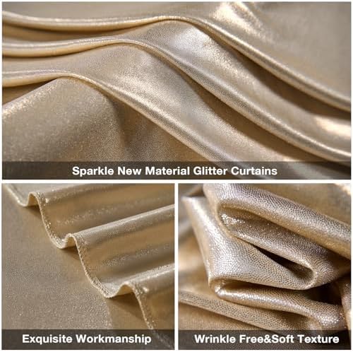 20x10FT Champagne Sequin Backdrop Curtain for Party - 4 Panels 5x10FT Wrinkle-Free Shimmer Drapes for Birthday, Wedding, Christmas, Decorations & Photography - Image 6