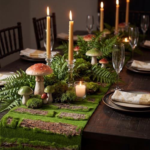 1 Pcs Fake Moss Bark Table Runner Halloween Enchanted Forest - Image 2