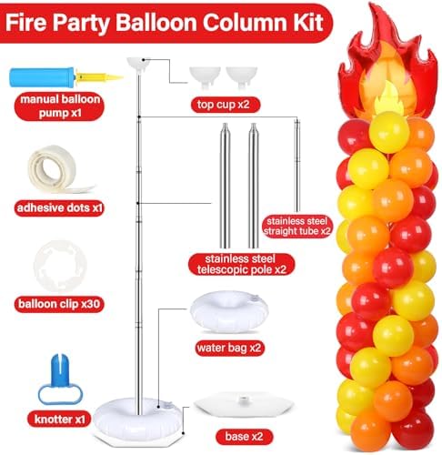 2 Sets Fire Balloon Column Stand Kit Adjustable Fire Truck Balloon Decor - Image 2
