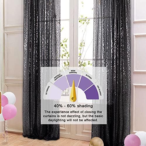 ShinyBeauty Sequin Drapes - Black 7FTx7FT Glitter Backdrop Fabric - 96Inches Long - Photography & Graduation Backdrop - Image 3