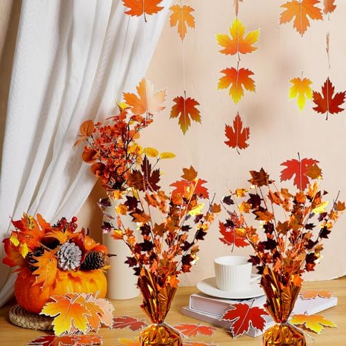 FUBININA Fall Maple Leaves Table Centerpiece Thanksgiving Party Decoration - Image 3