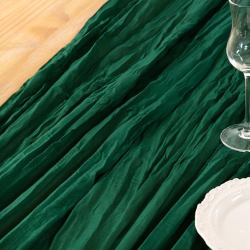 DeZerlor Emerald Green Cheesecloth Table Runners 12 Pack Christmas Runners - Image 5