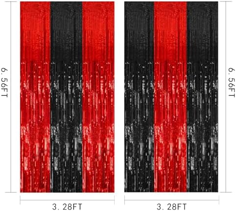 2 Pack Black and Red Backdrop Party Decorations Tinsel Curtain Halloween Party Streamer Foil Fringe Birthday Decorations Photo Booth Fancy Ball Christmas New Year Graduation Party Decor Decor - Image 7