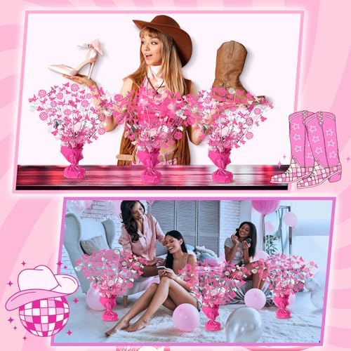 3 Pcs Disco Cowgirl Party Decors Western Pink Table Centerpiece - Image 3