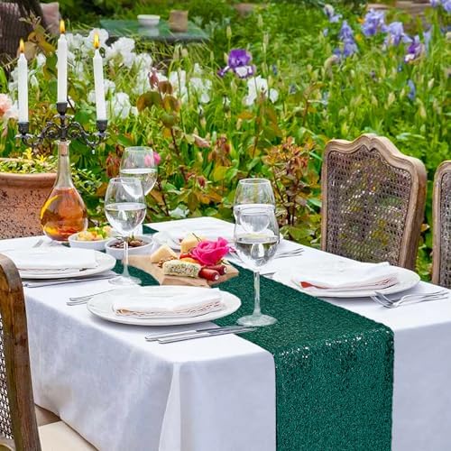 10 Packs 12 x 72 inches Emerald Green Sequin Table Runner - Image 6
