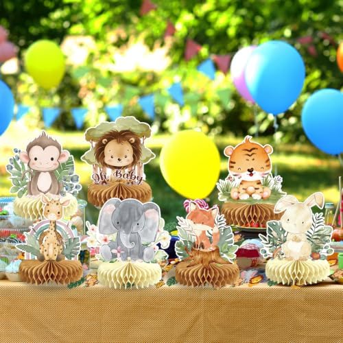 9Pcs Woodland Baby Shower Birthday Decorations Honeycomb Centerpieces, Forest Baby Shower Table Decorations Animals Birthday Party Table Centerpieces Toppers Decor - Image 7