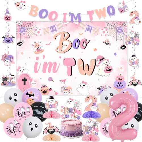 2nd Birthday Decorations for Girls Pink Purple by Fangleland