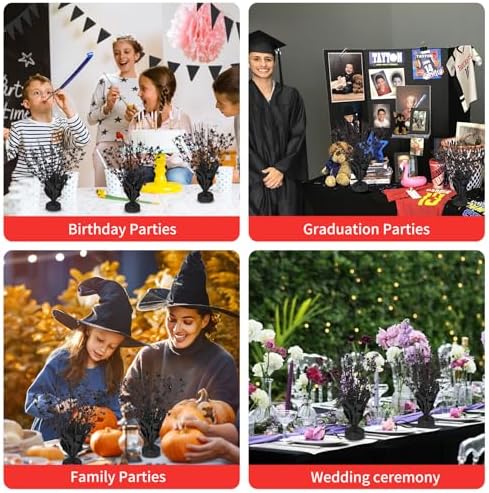 6 Pack Metallic Foil Spary Centerpieces for Tables, Black Centerpieces for Tables Decorations, Star Brust Table Centerpieces for Birthday Graduation Wedding Baby Shower Party - Image 5