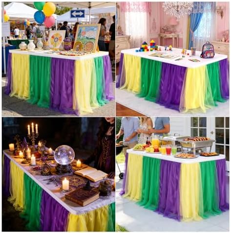 THARAHT Tulle Table Skirt 6FT 180CM Long for Rectangle Tables Round Tables Ruffle Desk Skirt for Princess Girls Birthday Party Cake Dessert Decorations Table Skirt - Image 7