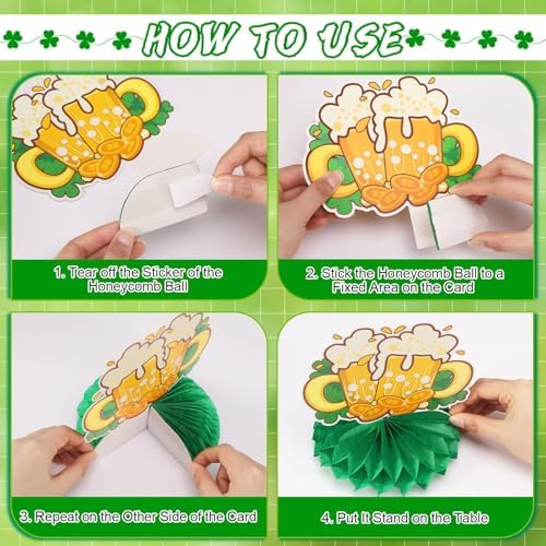 JULMELON 8 Pcs St Patricks Day Decorations Honeycomb Centerpieces for Table - Image 4