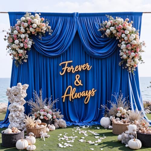 Royal Blue Backdrop Curtain - 10x10FT Back Drop Curtains for Parties Wrinkle-Free Soft Polyester Backdrop Wedding Decoration Photoground Backdrop Stain-Resistant for Back Drop Stand, 2 Panels - Image 2