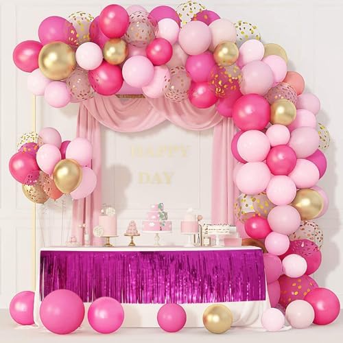 Hot Pink Party Decorations 48FT - Barbie Birthday Decorations - Bachelorette Party Supplies - Hot Pink Tinsel Garland - Pink Birthday Backdrop - Party Streamers - Image 2