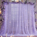 10x8ft Purple Tulle Backdrop Curtain with Lights String for Parites, Sheer Backdrop Curtains for Wedding Baby Shower Birthday Party Photo Shoot Decorations by Partisky