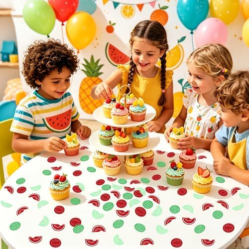 200Pcs Double-sided Watermelon Confetti Red Green Fruit Paper Confetti for Summer Fruit Baby Shower Boys Girls One In Melon Birthday Party Confetti Summer Fruit Watermelon Party Decorations - Image 3