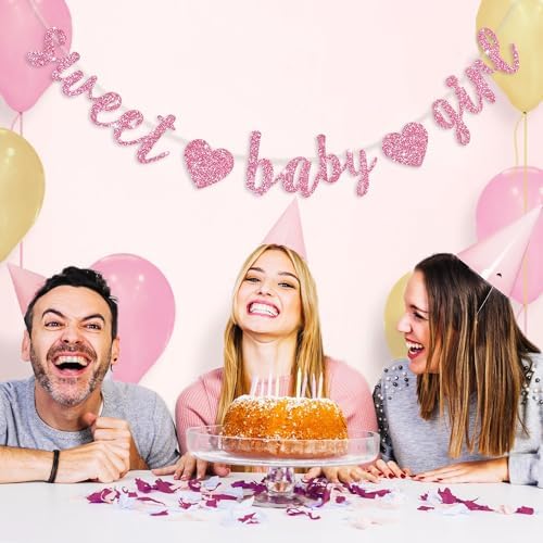BEISHIDA Pre-Strung Glitter Pink Girl Baby Banner Baby Shower Decor - Image 4
