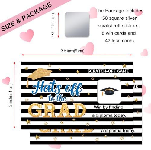 50 Pcs Hats Off to The Grad Scratch Off Cards for Graduation Party - Image 2