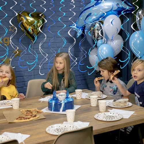 BEISHIDA 30Pcs Blue Silver Hanging Swirls Birthday Winter Party Supplies - Image 4