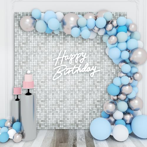 Silver Shimmer Wall Backdrop, 36pcs Sequin Panels by KateBackdropforPhotography