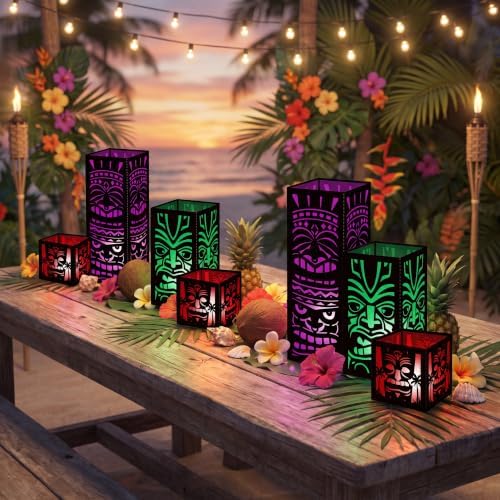 Rossesay 12 Pcs Tiki Totem Boxes Decor Hawaiian Luau Centerpieces for Table - Image 4
