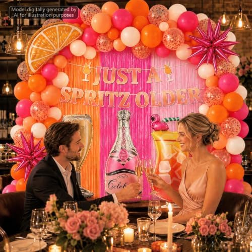 Spritz Birthday Party Decorations Pink Orange Balloon Garland Backdrop Kit - Image 7