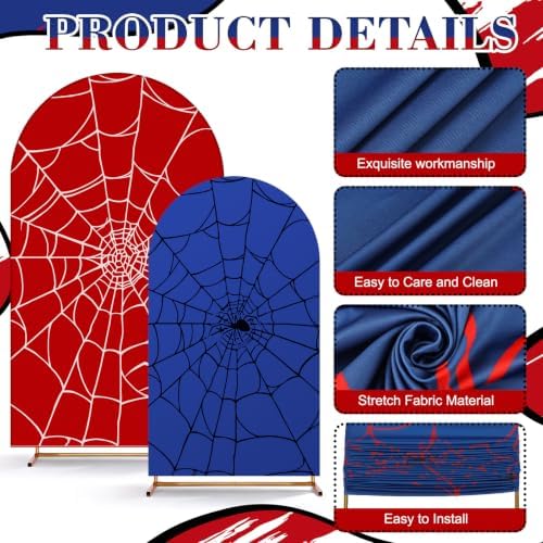 2 Set 6ft 7.2 ft Spider Web Arch Backdrop Covers Stretchy Fabric - Image 3