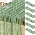 DeZerlor Sage Green Cheesecloth Table Runners 6 Pack Summer Boho Runners by DeZerlor