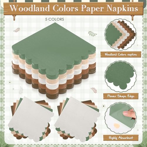 Zhehao 175 Pcs Woodland Paper Plates and Napkins Party Supplies - Image 5