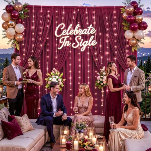 Burgundy Backdrop Curtains with Lights for Parties,10x10FT Wrinkle Free Wedding Photo Backdrop Curatin Drapes Fabric for Baby Shower Birthday Ceremony Reception Home Party Decorations - Image 7