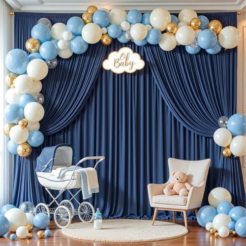 20x10ft Navy Blue Backdrop Curtain Panels for Parties - Wrinkle Free Polyester Photo Curtain Backdrop Wedding Back Drop Fabric Drapes for Party Decorations Background for Photography - Image 4