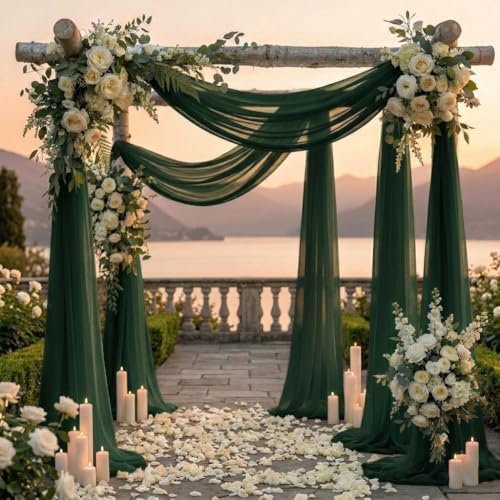 Pack of 1 Wedding Arch Drape Panel Fabric 30" x 30ft - Hunter Green - Image 4
