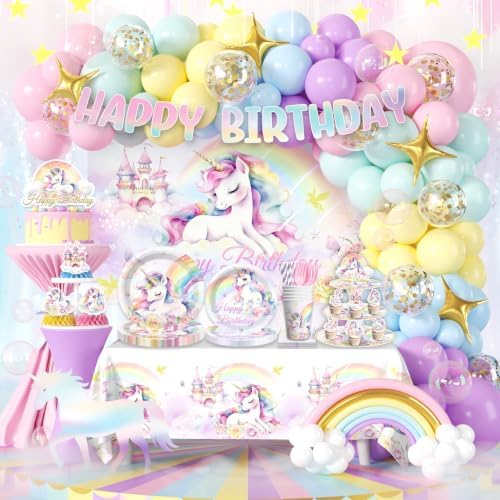 289Pcs Unicorn Birthday Decorations, All-in-One Decor Set for 25 Guests by Unknown