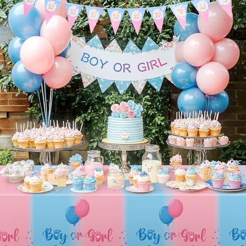 3 Pack Gender Reveal Plastic Tablecloth, Boy or Girl Disposable Table Cloth - Image 6