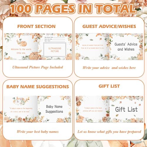 Fuyoooo 27 Pcs Little Pumpkin Baby Shower Guest Book Baby Shower Sign - Image 3