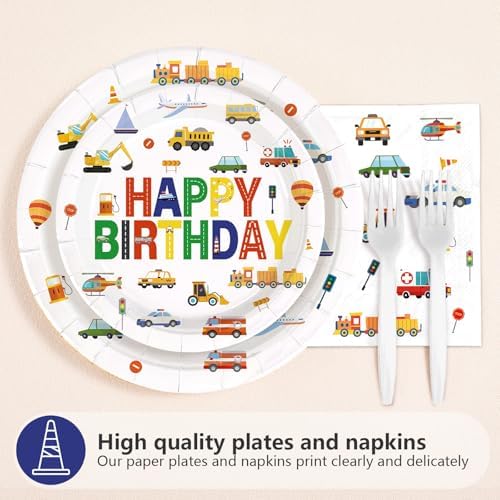 96Pcs Transportation 2nd Birthday Party Decorations Serves 24 - Image 2