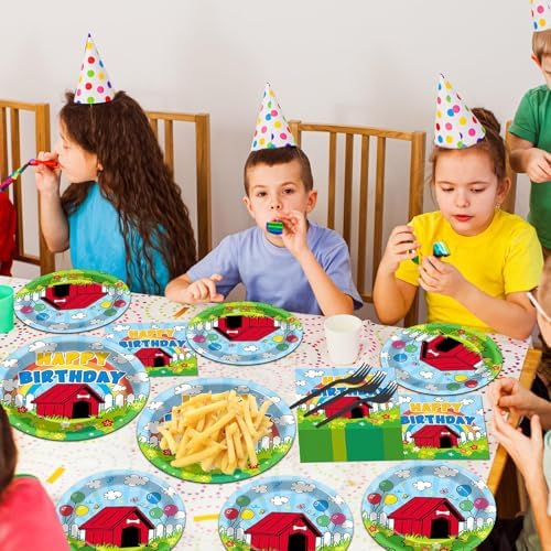 96pcs Cartoon Dog Red House Birthday Plates and Napkins Cute Dog Red House Party Supplies Puppy Theme Blue Red Disposable Tableware for Kids Pet Theme Birthday Baby Shower Party Decoration Serve 24 - Image 5