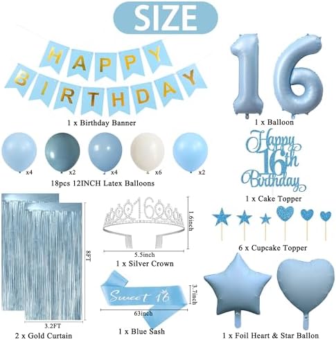 Trgowaul Light Blue Sweet 16th Birthday Decorations for Girls - Image 2