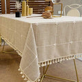 Deep Dream Tablecloths, Embroidered Waterproof Table Cloth Cotton Linen Wrinkle Free Anti-Fading Table Cover Decoration for Kitchen Dinning Party Christmas, 55 x 102 Inch - Light Brown by DeepDream