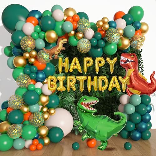 Amandir 165Pcs Dinosaur Balloons Arch Garland Kit Dino Birthday Decorations by Amandir