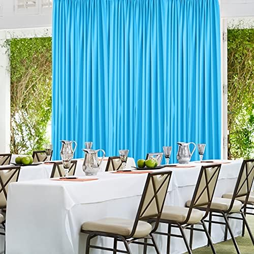 AK TRADING CO. 10 feet x 10 feet Polyester Backdrop Drapes Curtains Panels with Rod Pockets - Wedding Ceremony Party Home Window Decorations - Turquoise - Image 2