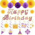 Purple Sun Princess Birthday Party Decor Banner Swirls Sun 17PCS by Deorfuy