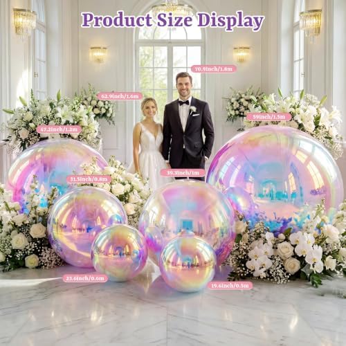 Inflatable Mirror Ball,Reusable Mirror Ball Large Event Decoration PVC Ball for Party,Concerts,Stage,Wedding Decorations - No Pump Included(Iridescent, 1pcs：0.5m) - Image 5