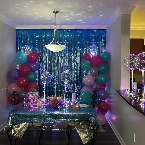 Teal Fringe Curtain Backdrop 3 Pack, 3.2 x 8.2 FT Party Decorations - Image 6