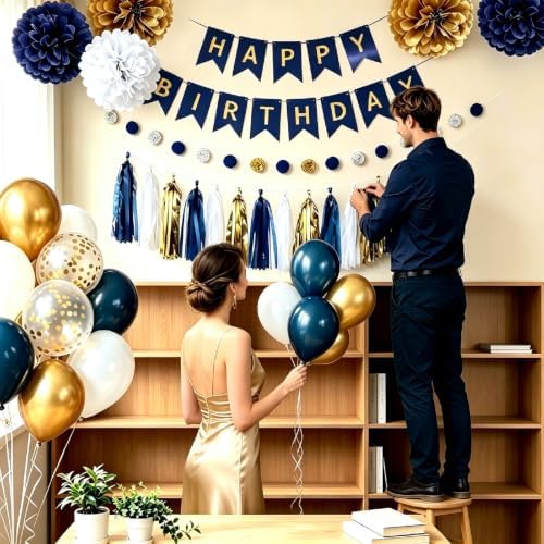 Birthday Decorations for Men, Navy Blue and Gold Party Decorations - Image 4