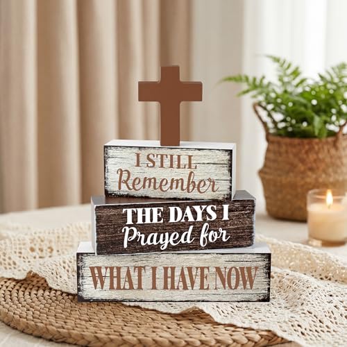 4 Pcs Bible Wooden Tiered Tray Decor, Christian Table Decorations Gifts - Image 3