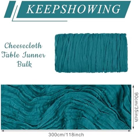 12 Pack Cheesecloth Table Runner, Runner Gauze Boho Wedding Decor Romantic Table Runner for Wedding Birthday Party(35" x 118")(Peacock Blue) - Image 2
