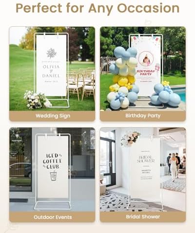 White 2Pack Wedding Welcome Sign Stand White Easel Stand for Sign Poster - Image 6