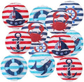 Panelee 12 Pcs Nautical Birthday Party Decorations Anchor Sailor Boat Cruise Ship Theme 8 Inches Hanging Paper Lanterns 8 Inches Round Lanterns for Holiday Navy Baby Shower Party Decor Supplies by Panelee