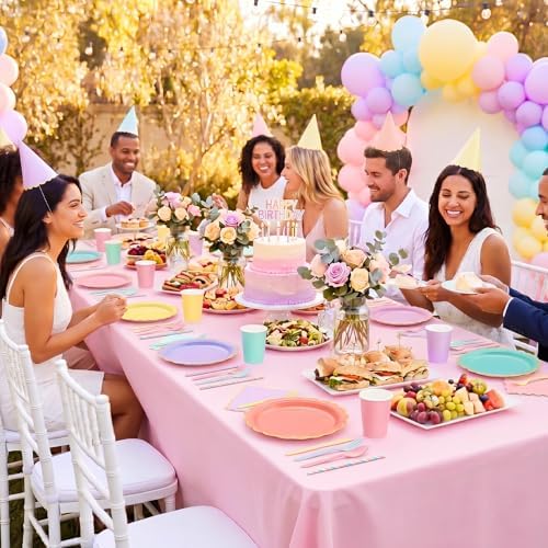 Vesici 452 Pcs Pastel Party Supplies Set for 50 Guests, 6 Colors - Image 4