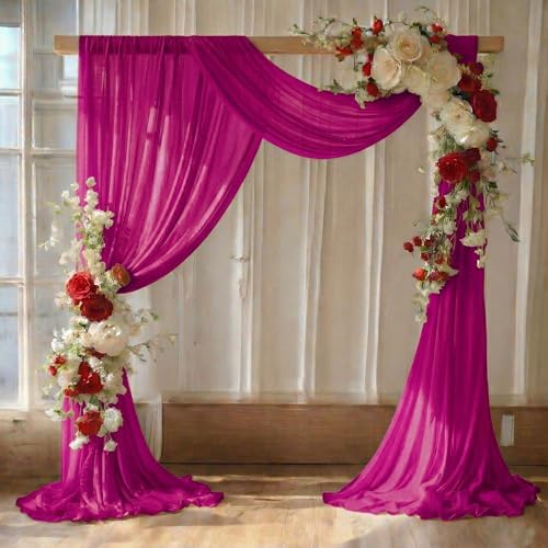 Pack of 2 Wedding Arch Drape Panel Fabric 30" x 75ft - Magenta by MDS