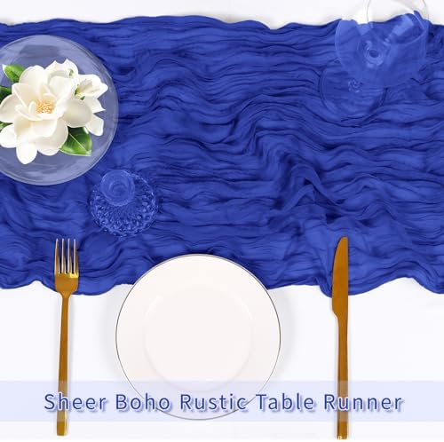 6 Pack Royal Blue Cheesecloth Table Runner, 17 x 108 inch, Semi Sheer Boho Cheese Cloth Fabric Table Runner Bulk for Wedding, Birthday, Party, Holiday, Home Decor (Royal Blue) - Image 4
